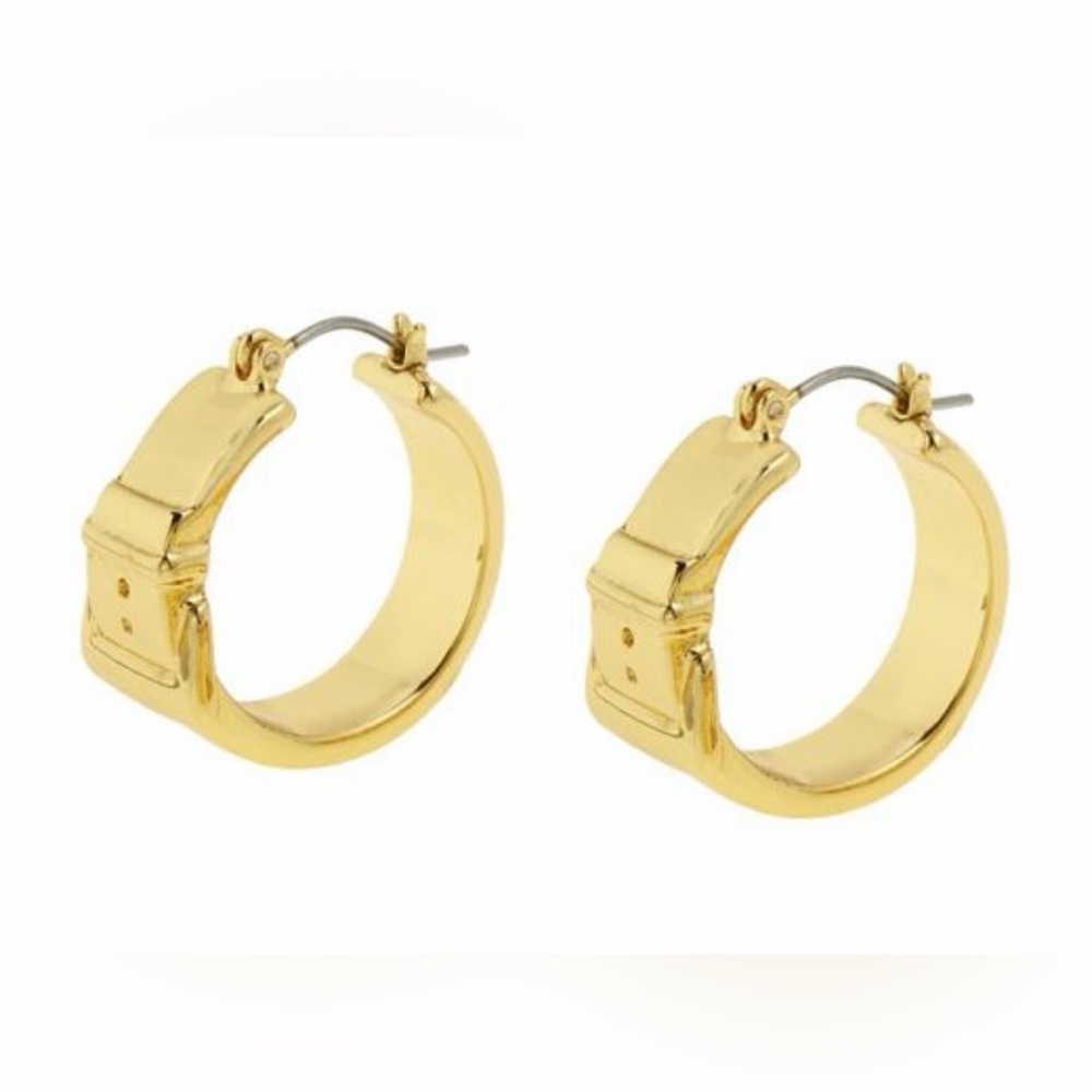 Steve Madden Gold Belt Buckle Hoop Earrings